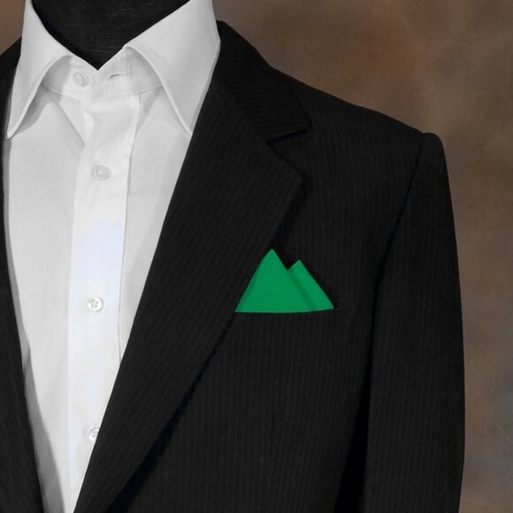 New - Grass Green Cotton Pre-Folded Pocket Square Handkerchief Insert - Picture 1 of 7